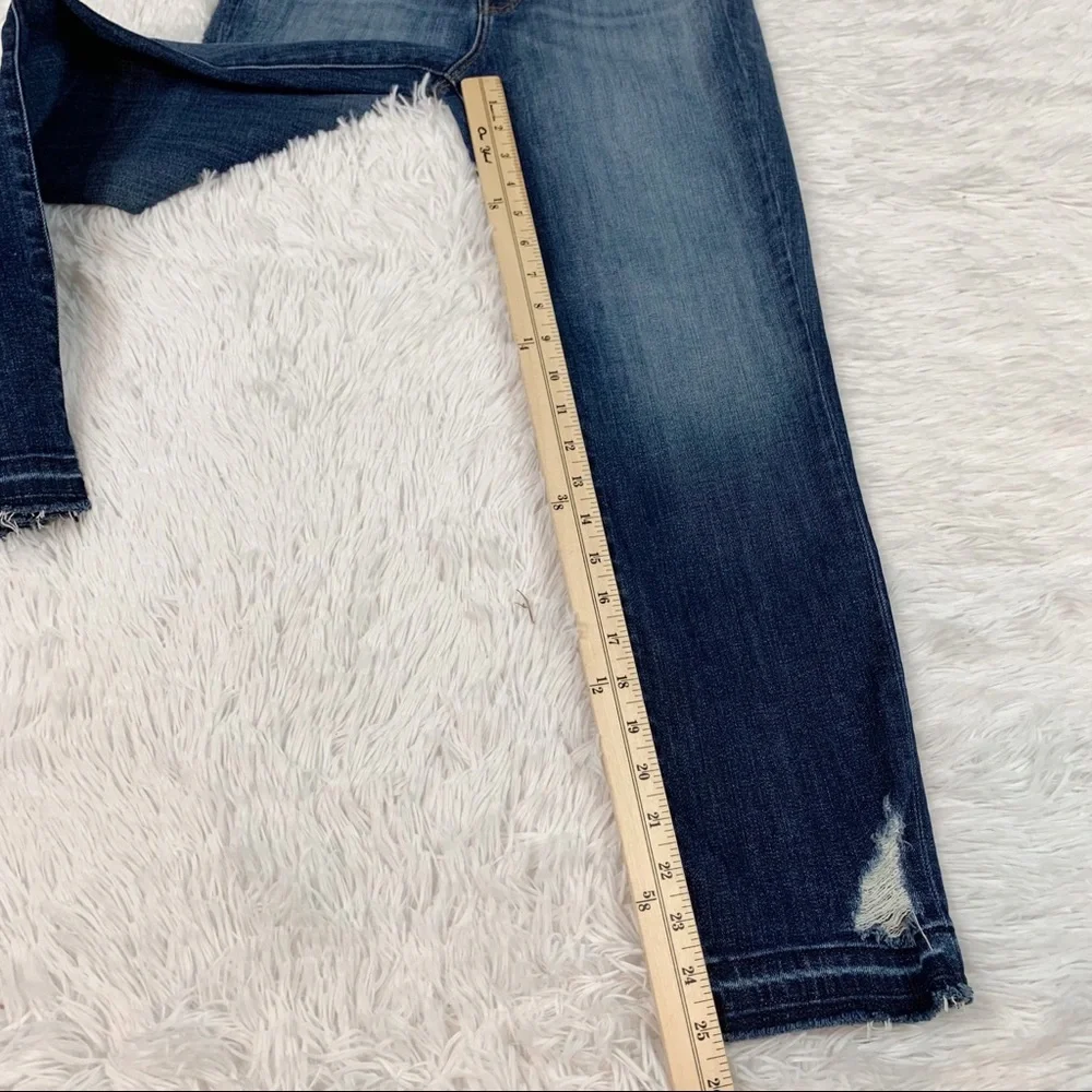 J‎ Brand Ruby high rise skinny crop jeans in Jasper destruct released hem blue